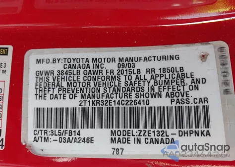 2004 Toyota Matrix Xr from USA, damaged, VIN 2T1KR32E14C226410